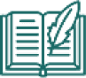 Open book with quill pen representing concept and creation